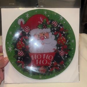 Festive Santa Holiday Suncatcher Green and Red